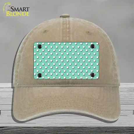 Mint Polka Dot Novelty License Plate Hat Unconstructed Cotton / Khaki