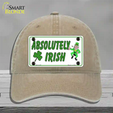 Absolutely Irish Novelty License Plate Hat Unconstructed Cotton / Khaki