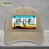 Hot As Hell Arizona Novelty License Plate Hat Unconstructed Cotton / Khaki
