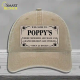 Welcome To Poppys Novelty License Plate Hat Unconstructed Cotton / Khaki