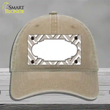 Tan White Large Chevron Center Scallop Novelty License Plate Hat Unconstructed Cotton / Khaki