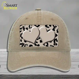 Tan Black Cheetah Tan Center Hearts Novelty License Plate Hat Unconstructed Cotton / Khaki