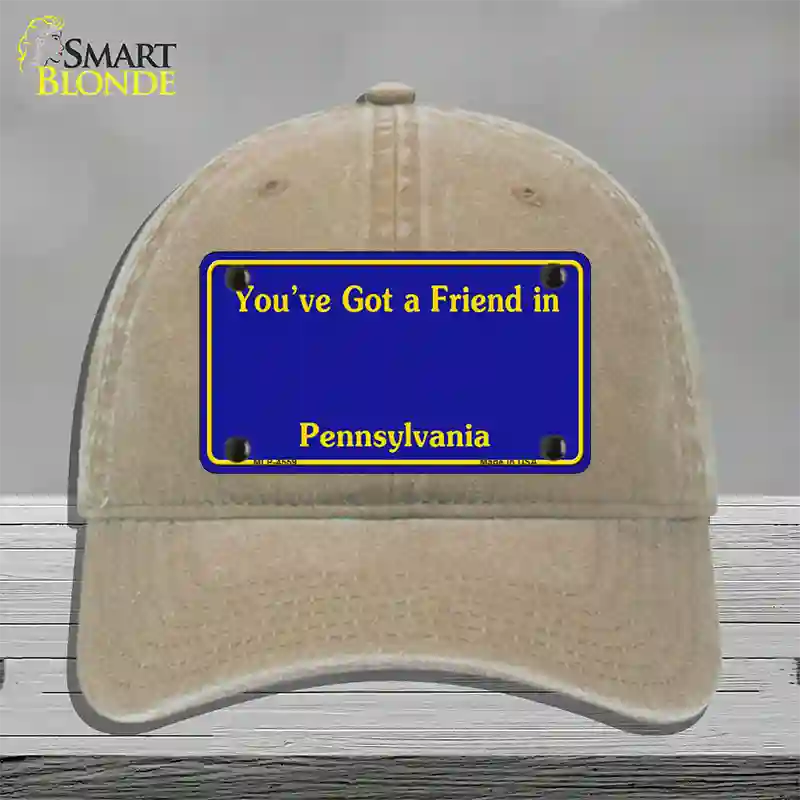 Pennsylvania Blue State Blank Novelty License Plate Hat Unconstructed Cotton / Khaki