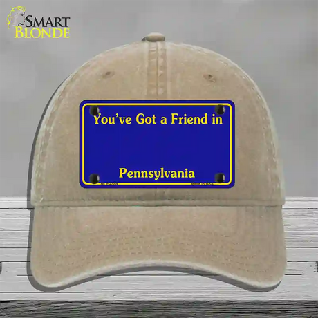 Pennsylvania Blue State Blank Novelty License Plate Hat Unconstructed Cotton / Khaki