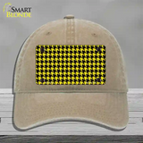 Yellow Black Houndstooth Novelty License Plate Hat Unconstructed Cotton / Khaki