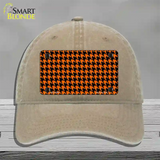 Orange Black Houndstooth Novelty License Plate Hat Unconstructed Cotton / Khaki