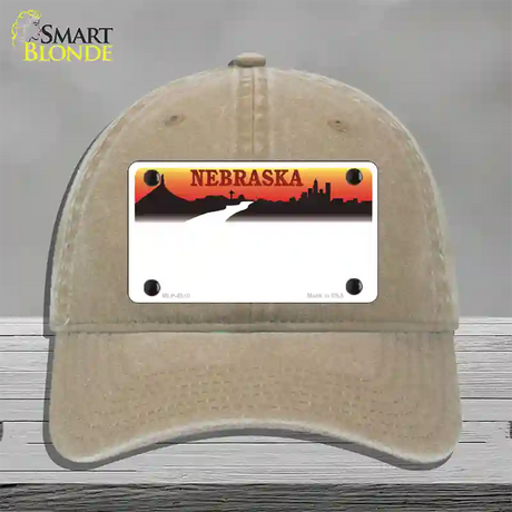 Nebraska Amber State Blank Novelty License Plate Hat Unconstructed Cotton / Khaki