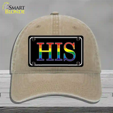 His Rainbow Novelty License Plate Hat Unconstructed Cotton Khaki