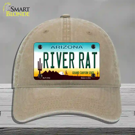 River Rat Arizona Novelty License Plate Hat Unconstructed Cotton / Khaki