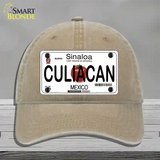 Culiacan Mexico Novelty License Plate Hat Unconstructed Cotton / Khaki