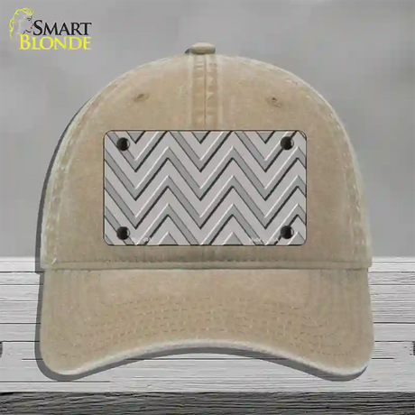 Grey Light Grey Large Chevron Novelty License Plate Hat Unconstructed Cotton / Khaki