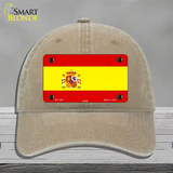 Spain Flag Novelty License Plate Hat Unconstructed Cotton / Khaki