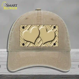Gold Light Gold Heart Large Chevron Novelty License Plate Hat Unconstructed Cotton / Khaki