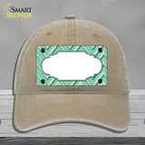 Mint Light Mint Scallop Large Chevron Novelty License Plate Hat Unconstructed Cotton / Khaki