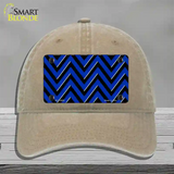 Blue Black Large Chevron Novelty License Plate Hat Unconstructed Cotton / Khaki