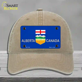 Alberta Canada Novelty License Plate Hat Unconstructed Cotton / Khaki