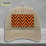 Orange Black Chevron Novelty License Plate Hat Unconstructed Cotton / Khaki