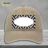 Tan Black Chevron Scallop Novelty License Plate Hat Unconstructed Cotton / Khaki