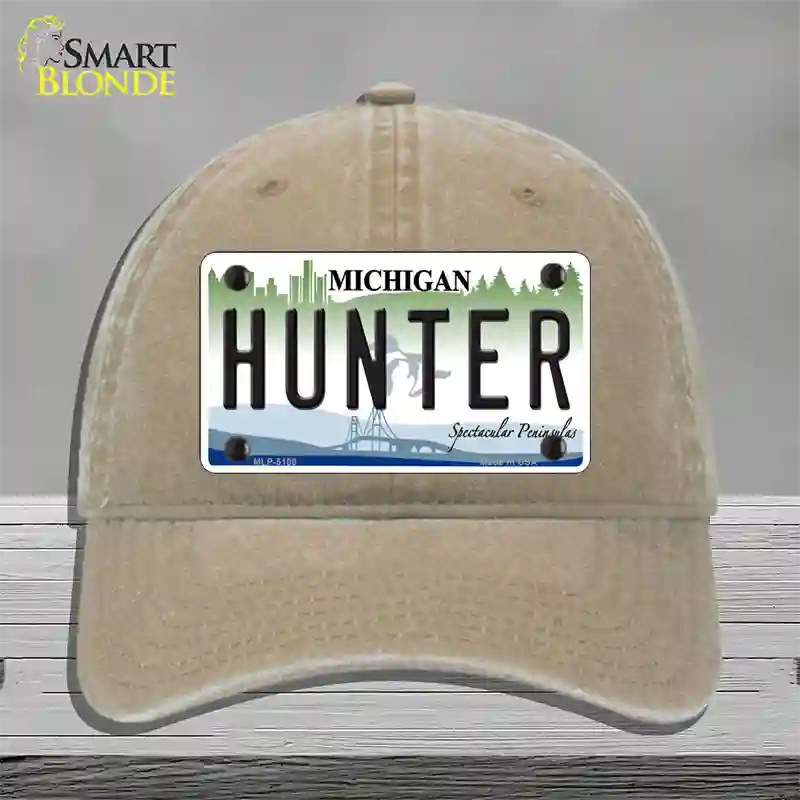 Hunter Michigan State Novelty License Plate Hat Unconstructed Cotton / Khaki