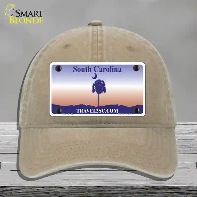 South Carolina Blank Novelty License Plate Hat Unconstructed Cotton / Khaki