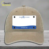 Pure Michigan Blank Novelty License Plate Hat Unconstructed Cotton / Khaki