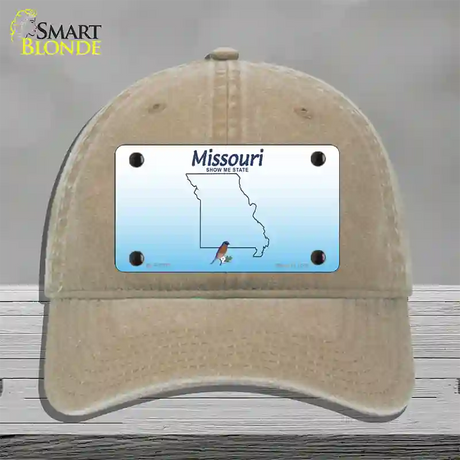 Missouri Show Me Blank Novelty License Plate Hat Unconstructed Cotton / Khaki