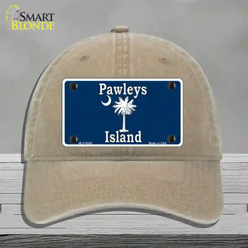 Pawleys Island Blue Novelty License Plate Hat Unconstructed Cotton / Khaki