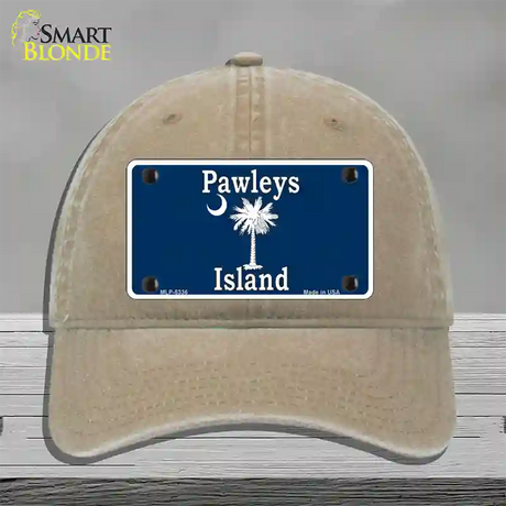 Pawleys Island Blue Novelty License Plate Hat Unconstructed Cotton / Khaki
