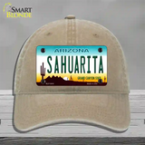 Sahuarita Arizona Novelty License Plate Hat Unconstructed Cotton / Khaki