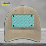 Tiffany Blue White Quatrefoil Novelty License Plate Hat Unconstructed Cotton / Khaki