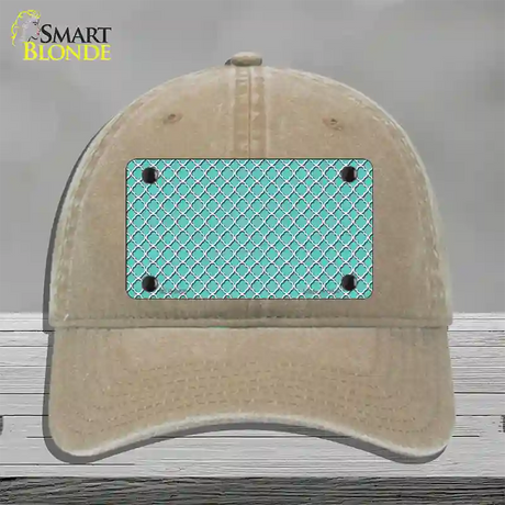 Tiffany Blue White Quatrefoil Novelty License Plate Hat Unconstructed Cotton / Khaki