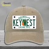 Key West Florida Novelty License Plate Hat Unconstructed Cotton / Khaki