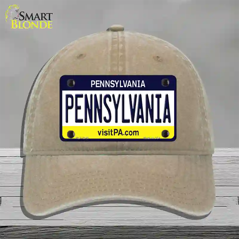 Pennsylvania State Novelty License Plate Hat Unconstructed Cotton / Khaki