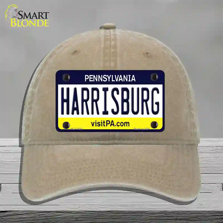 Harrisburg Pennsylvania State Novelty License Plate Hat Unconstructed Cotton / Khaki