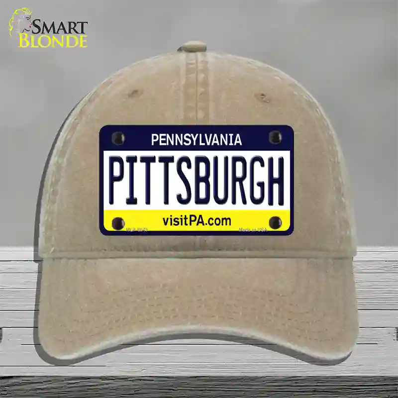 Pittsburgh Pennsylvania State Novelty License Plate Hat Unconstructed Cotton / Khaki