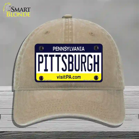 Pittsburgh Pennsylvania State Novelty License Plate Hat Unconstructed Cotton / Khaki