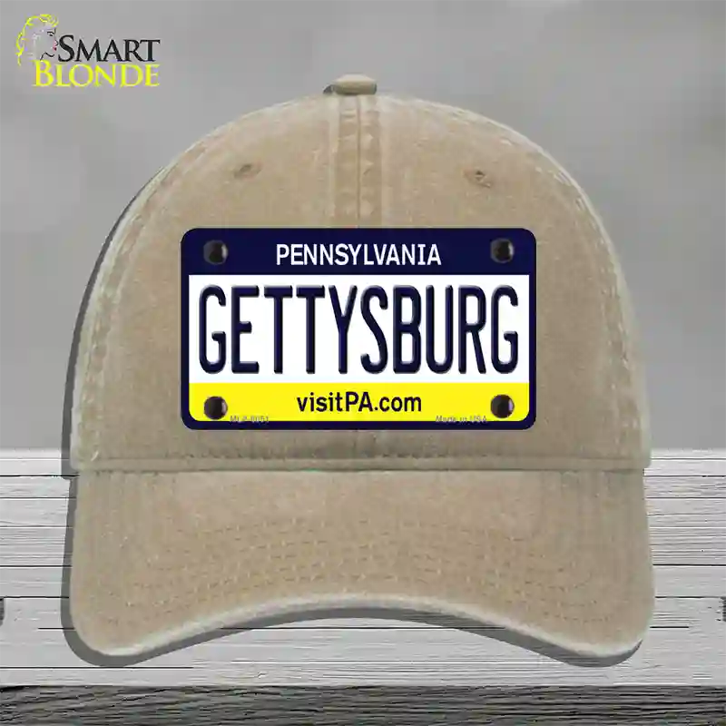 Gettysburg Pennsylvania State Novelty License Plate Hat Unconstructed Cotton / Khaki