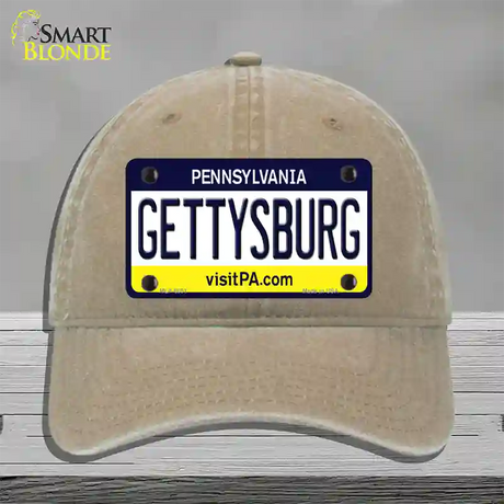 Gettysburg Pennsylvania State Novelty License Plate Hat Unconstructed Cotton / Khaki
