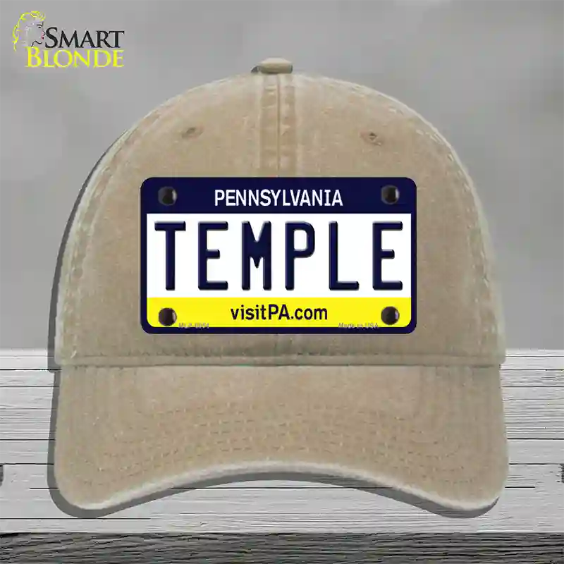 Temple Pennsylvania State Novelty License Plate Hat Unconstructed Cotton / Khaki