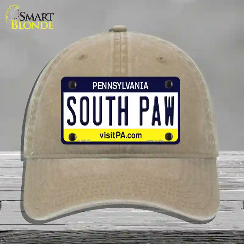 South Paw Pennsylvania State Novelty License Plate Hat Unconstructed Cotton / Khaki