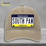 South Paw Pennsylvania State Novelty License Plate Hat Unconstructed Cotton / Khaki