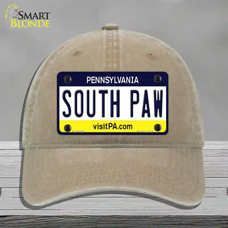 South Paw Pennsylvania State Novelty License Plate Hat Unconstructed Cotton / Khaki