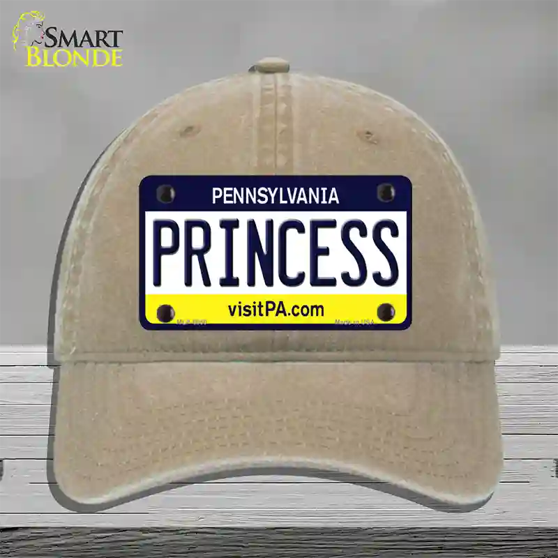 Princess Pennsylvania State Novelty License Plate Hat Unconstructed Cotton / Khaki