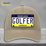 Golfer Pennsylvania State Novelty License Plate Hat Unconstructed Cotton / Khaki