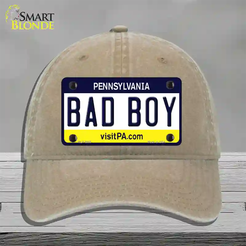 Bad Boy Pennsylvania State Novelty License Plate Hat Unconstructed Cotton / Khaki