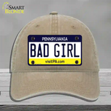 Bad Girl Pennsylvania State Novelty License Plate Hat Unconstructed Cotton / Khaki