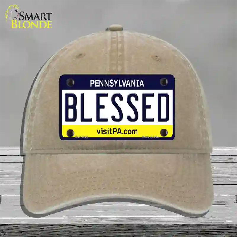 Blessed Pennsylvania State Novelty License Plate Hat Unconstructed Cotton / Khaki