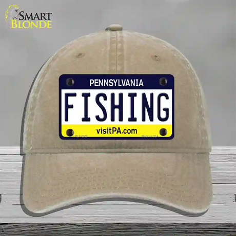 Fishing Pennsylvania State Novelty License Plate Hat Unconstructed Cotton / Khaki