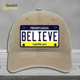 Believe Pennsylvania State Novelty License Plate Hat Unconstructed Cotton / Khaki