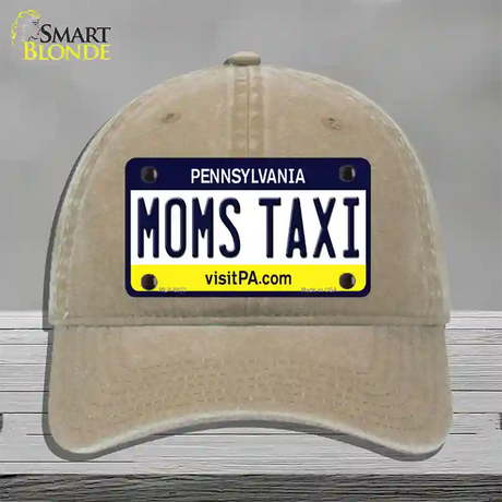 Moms Taxi Pennsylvania State Novelty License Plate Hat Unconstructed Cotton / Khaki